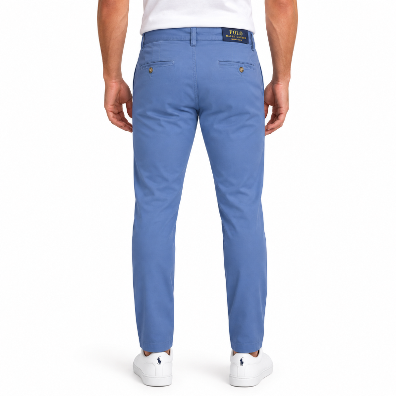 Ralph Lauren Polo Stretch Slim Fit Men's Washed Chino Trousers Blue