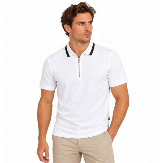 Hugo Boss Slim Fit Mercerised Polo Shirt Polston 33 White Men's