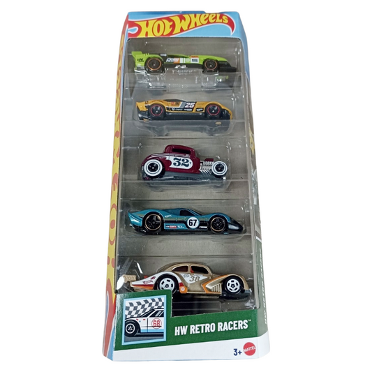 Mattel Hot Wheels Pack Of 5 Cars - Hw Retro Racers