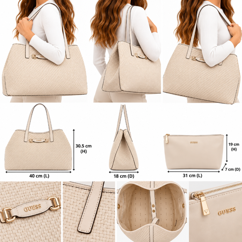 Guess Women's Vikky II Shopper/Tote Bag Shell Rose