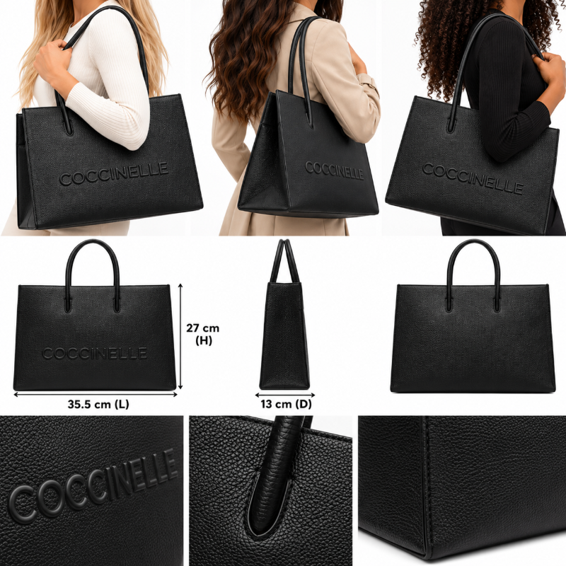 Coccinelle Women's Myrtha Maxi Log Handbag Noir 100% Cowhide Black