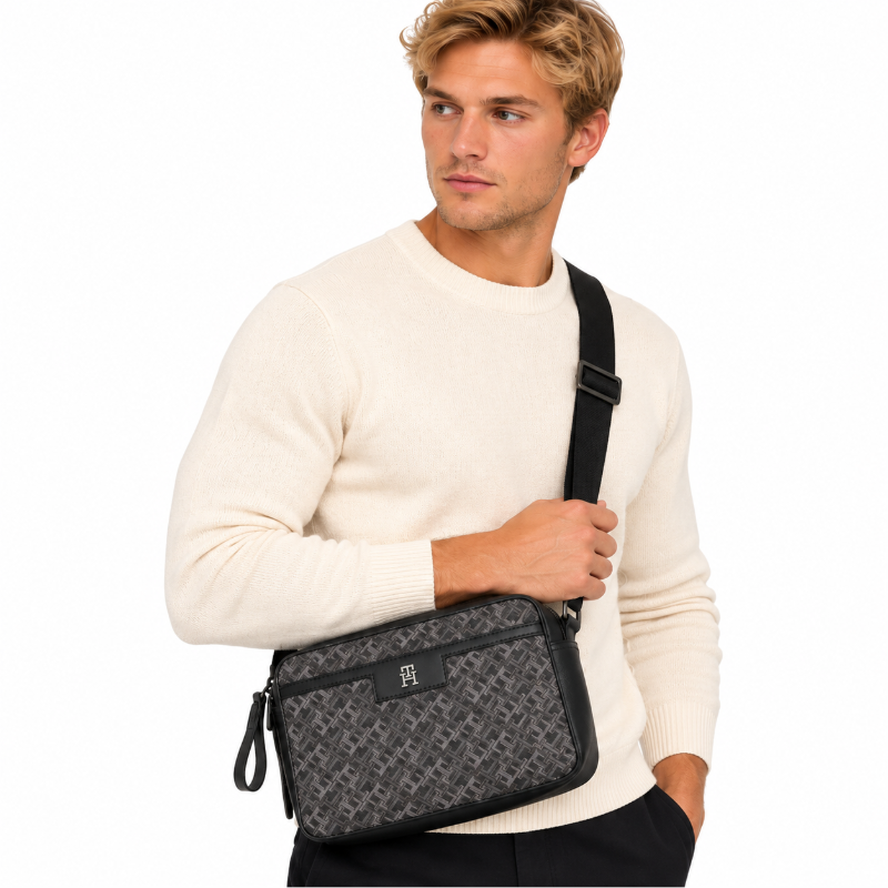 Tommy Hilfiger TH Men's Monogram Black Camera Bag