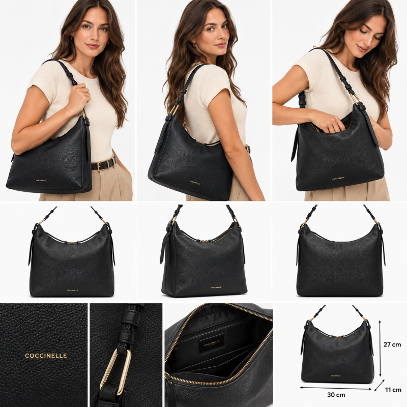 Coccinelle Womens Malory Leather Bag Black E1R1K130201