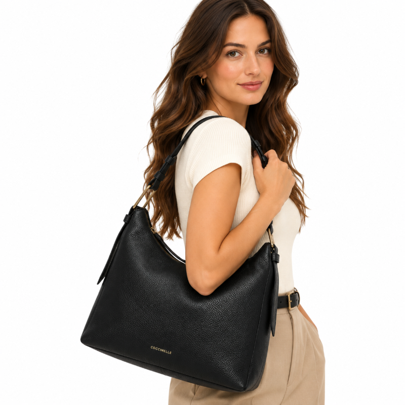 Coccinelle Womens Malory Leather Bag Black E1R1K130201