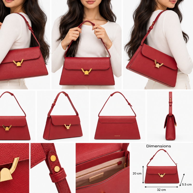 Coccinelle Womens Dew Shoulder Bag Sangria Red E1QTF120201