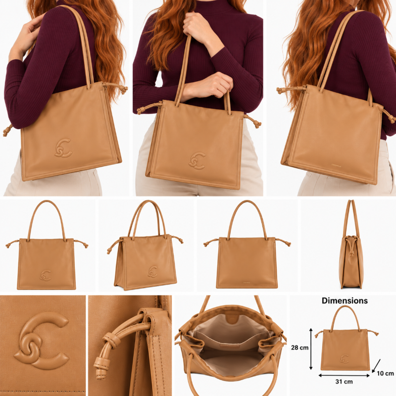 Coccinelle Dulse Skin Tan Leather Shoulder Handbag Beige