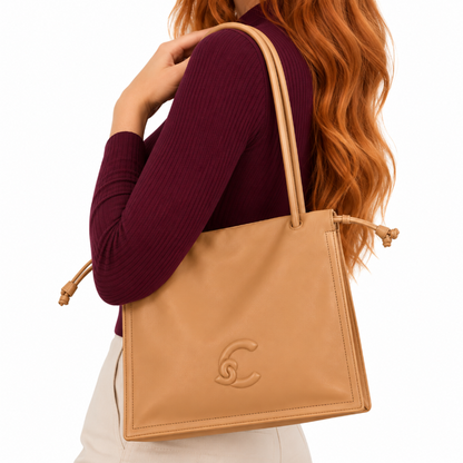 Coccinelle Dulse Skin Tan Leather Shoulder Handbag Beige