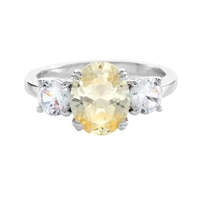 Buckley Canary Oval Meghan Yellow Stone Silver Ring Size O RING037M