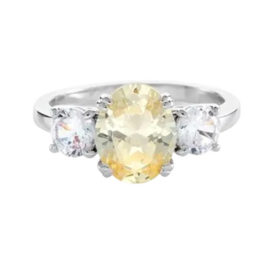 Buckley Canary Oval Meghan Yellow Stone Silver Ring Size O RING037M