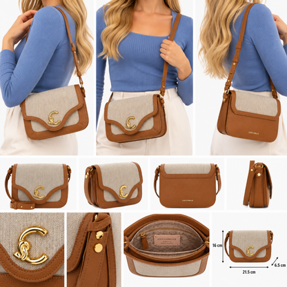 Coccinelle Women's C-Me Canvas Handbag Natural/Cuir