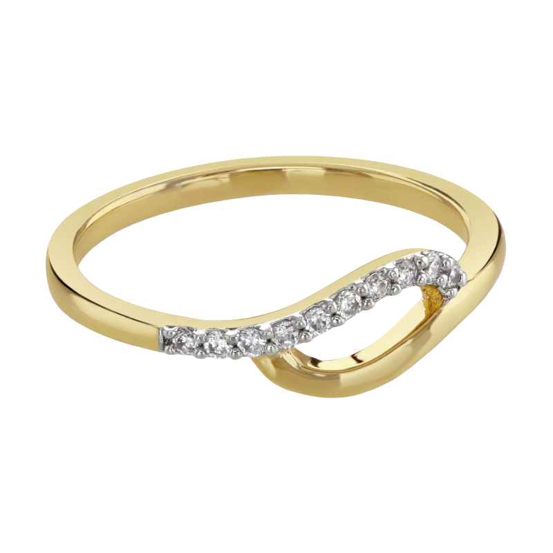 Buckley Two Tone Gold & Silver Pave & Polished Tide Ring Size K R610S