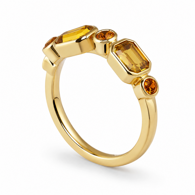 Buckley London Gold Plated Canary Yellow Crystal Ring Size N R601M