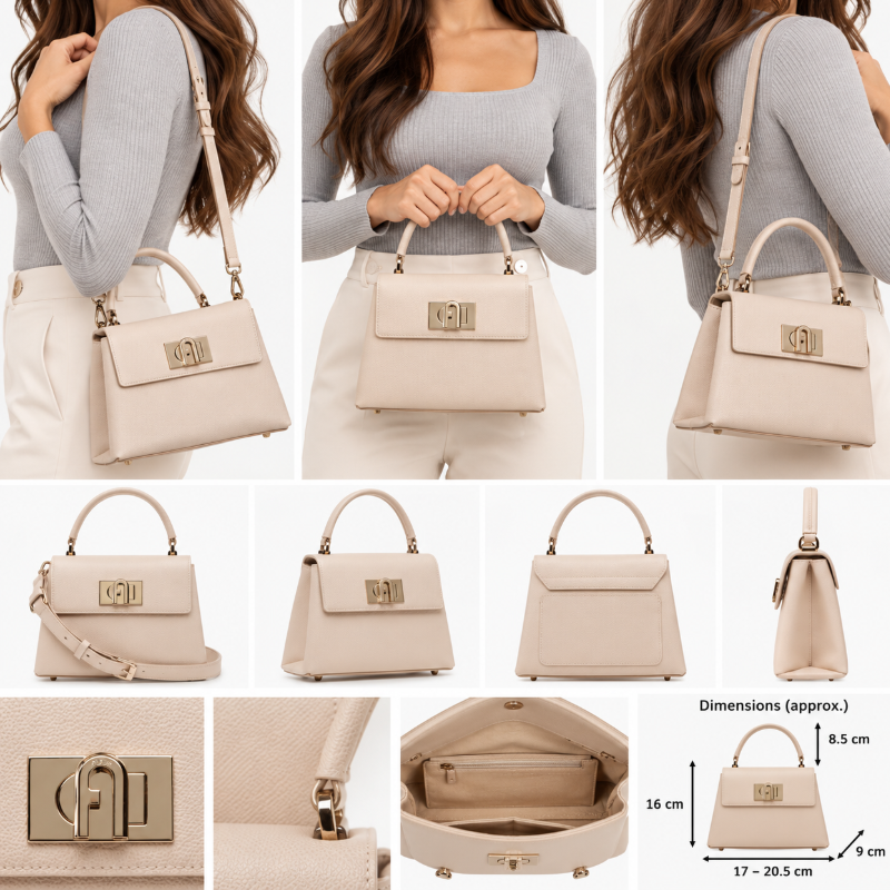 Furla 1927 Mini Top Handle Leather Handbag Ballerina (Soft Pink)