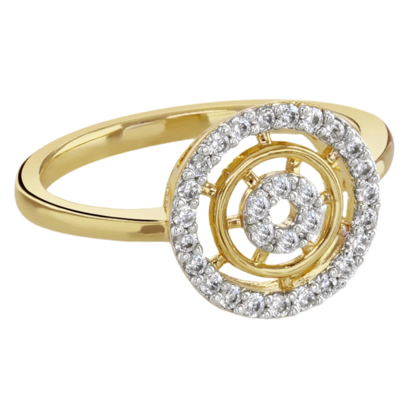 Buckley London Two-Tone Pave Halo Gold Plated & Crystal Ring Size R R607L