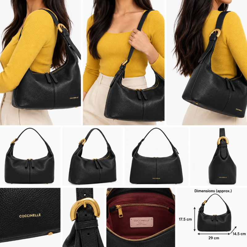Coccinelle Fernanda Leather Handbag Midnight Blue