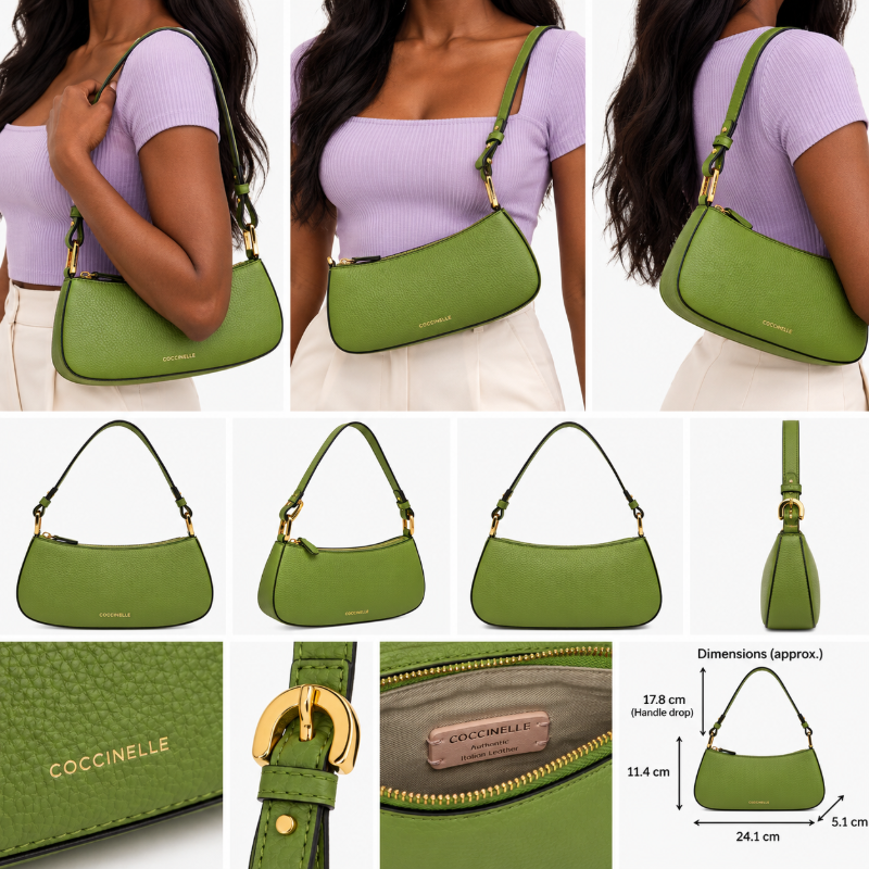 Coccinelle Womens Merveille Shoulder Bag Guacamole Green E5MRF520101