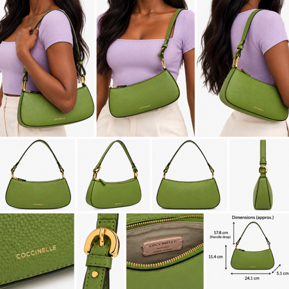 Coccinelle Womens Merveille Shoulder Bag Guacamole Green E5MRF520101