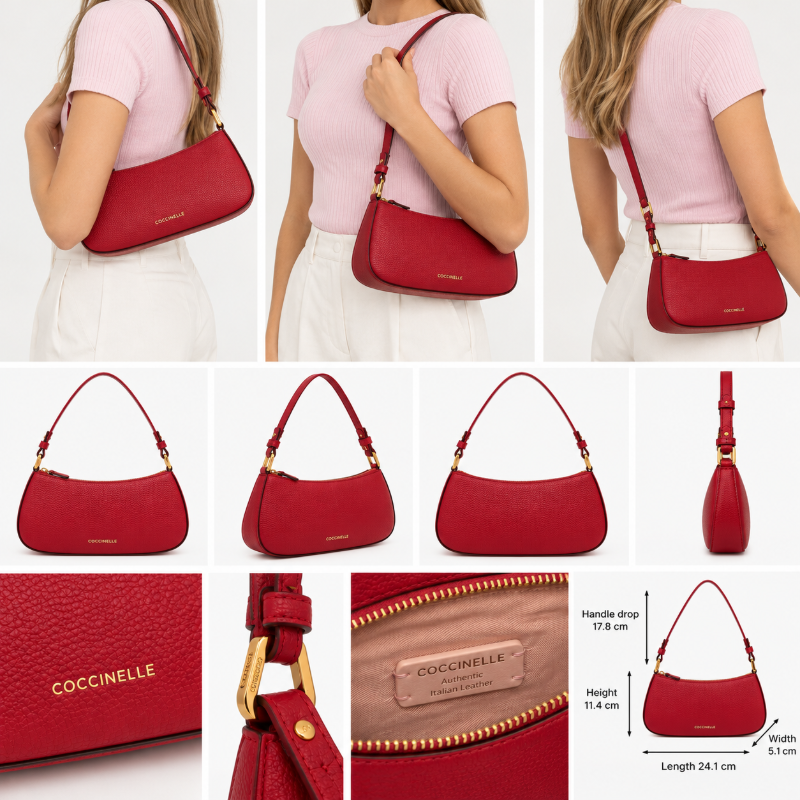 Coccinelle Womens Merveille Shoulder Bag Sangria Red E5MRF520101