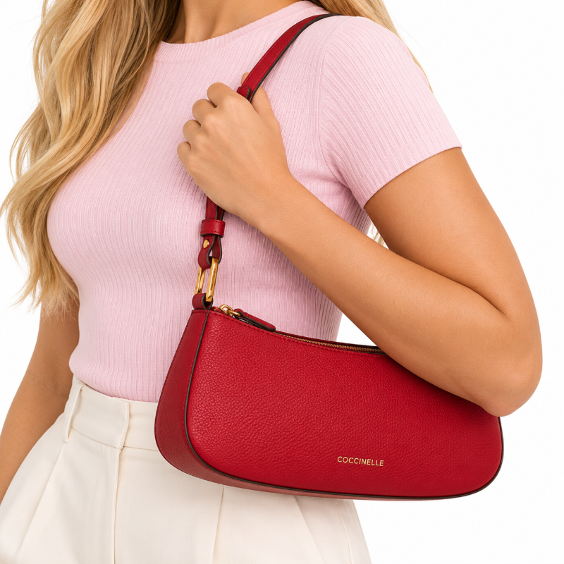 Coccinelle Womens Merveille Shoulder Bag Sangria Red E5MRF520101