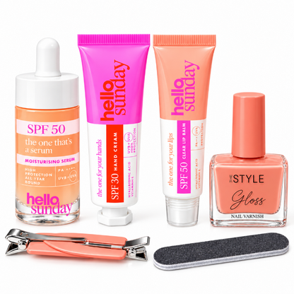 Hello Sunday Everyday Essentials Set Lip Balm 15ml Hand Cream 30ml Serum 30ml Gift Set