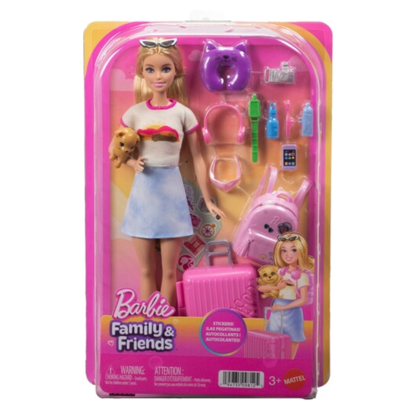 Barbie Doll & Accessories Malibu Travel Set With Puppy & Suitcase (Blemished Box)