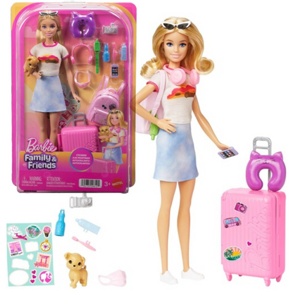 Barbie Doll & Accessories Malibu Travel Set With Puppy & Suitcase (Blemished Box)