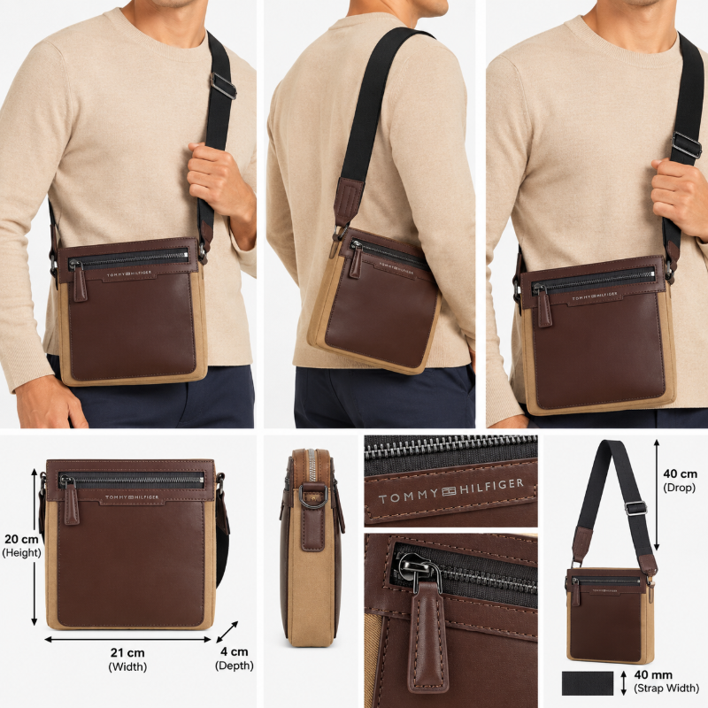Tommy Hilfiger Mens Mini Crossbody Bag Brown AM0AM12574