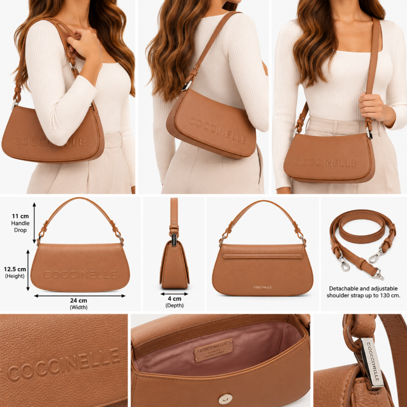 Coccinelle Womens Myrtha Maxi Log Handbag Skin Brown E5QBB520101