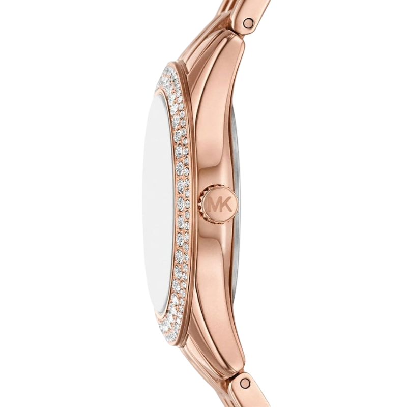 Michael Kors Harlowe Rose Gold Plated Mother Of Pearl Dial Ladies Watch MK4845