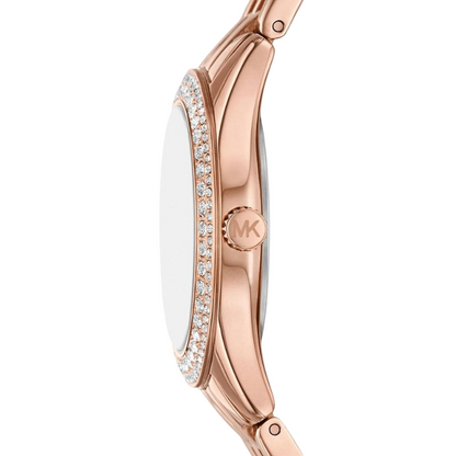 Michael Kors Harlowe Rose Gold Plated Mother Of Pearl Dial Ladies Watch MK4845