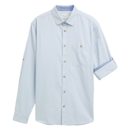 Tom Tailor Men's Regular Shirt Light Blue Adjustable Sleeves 