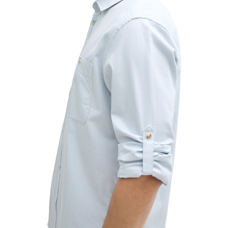 Tom Tailor Men's Regular Shirt Light Blue Adjustable Sleeves 