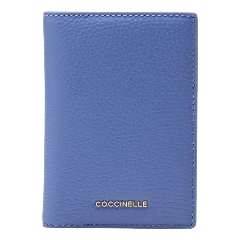 Coccinelle Metallic Soft Grained Leather Purse Azul Blue
