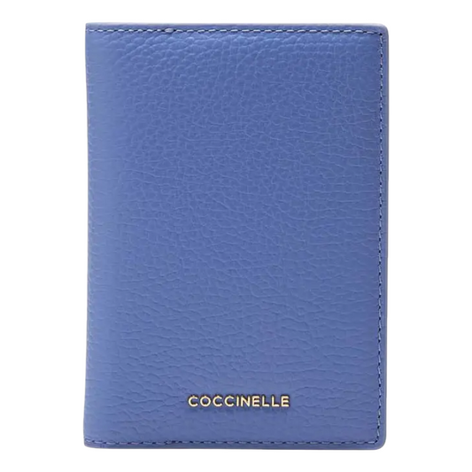 Coccinelle Metallic Soft Grained Leather Purse Azul Blue