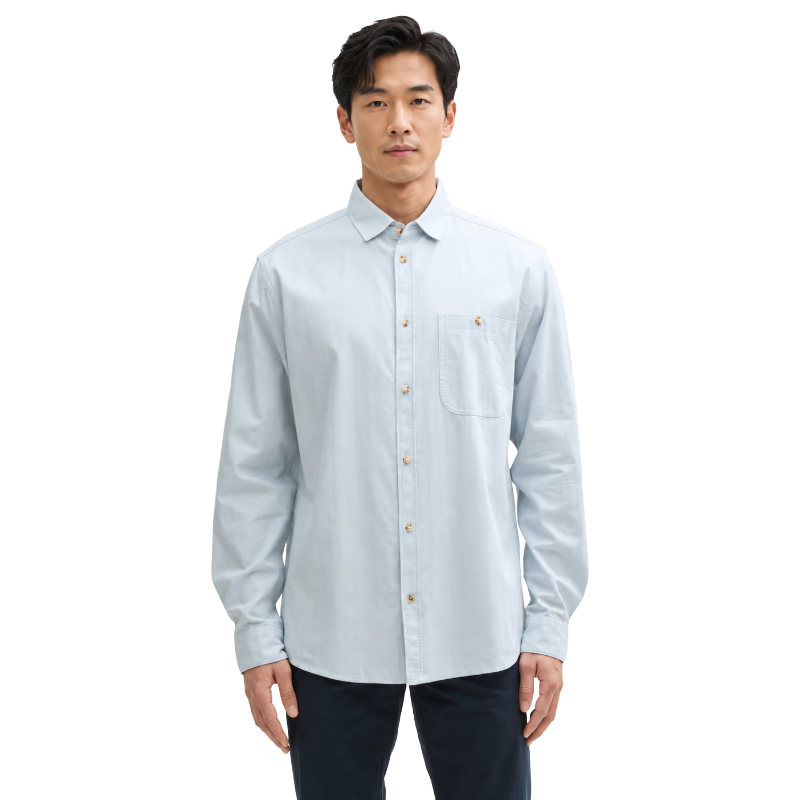 Tom Tailor Men's Regular Shirt Light Blue Adjustable Sleeves 