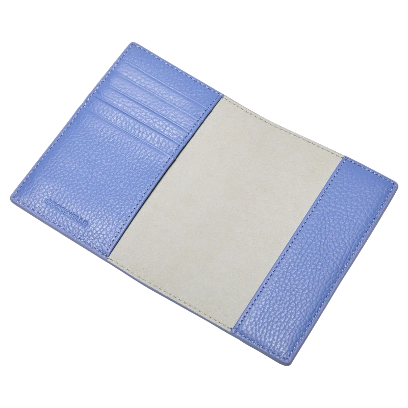 Coccinelle Metallic Soft Grained Leather Purse Azul Blue