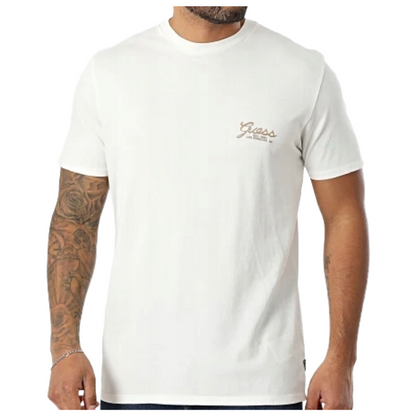 Guess Men's Cotton Logo Print Regular Fit T-Shirt White