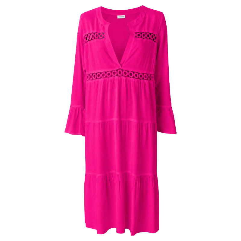 Lascana Women's Lace Insert Beach Dress 3/4 Length Pink 