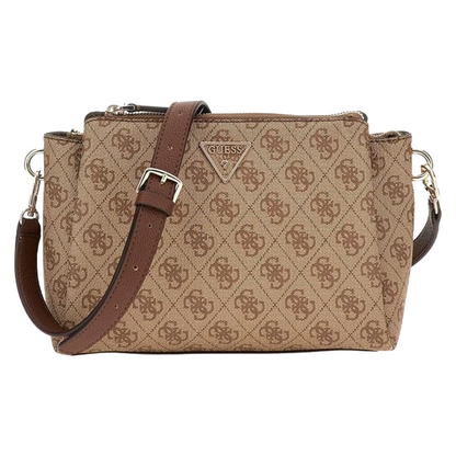 Guess Womens Noelle Crossbody Bag Latte Logo/Brown