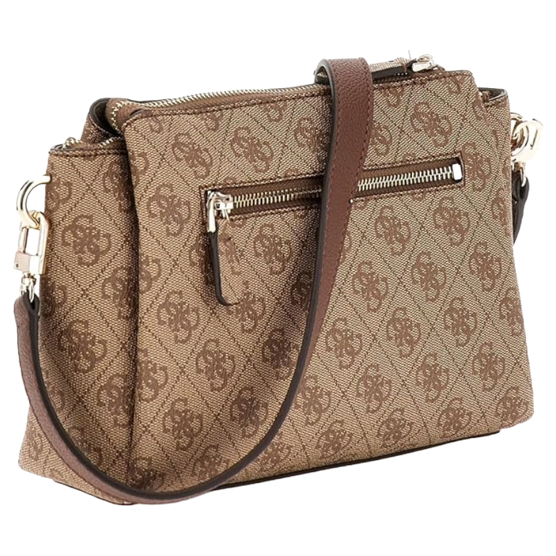 Guess Womens Noelle Crossbody Bag Latte Logo/Brown
