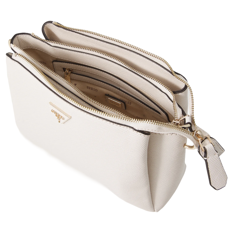 Guess Womens Noelle II Crossbody Bag Bone Beige/White