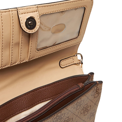 Guess Women's Noelle Mini Chain Crossbody Bag Latte Logo/Brown