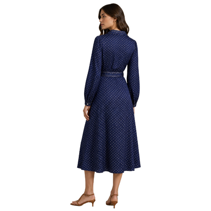 Ralph Lauren Women's Blue Mixed Print Mulberry Silk Shirtdress