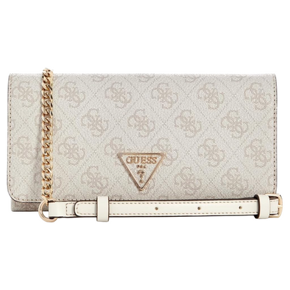 Guess Noelle Mini Evening Flap Mini Crossbody Bag Logo Pattern Beige