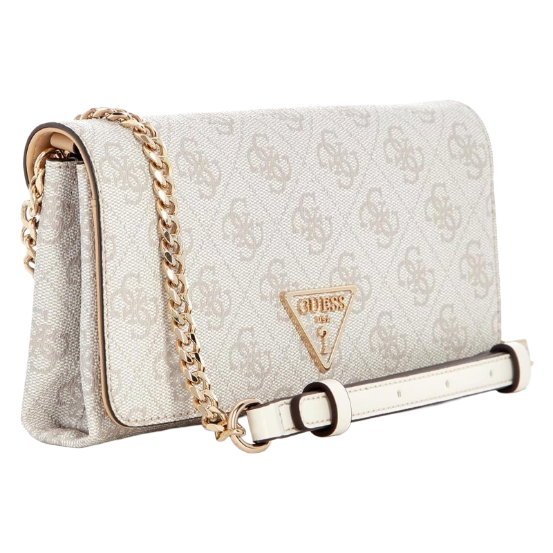 Guess Noelle Mini Evening Flap Mini Crossbody Bag Logo Pattern Beige