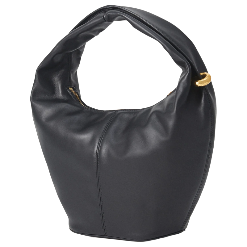 Furla Ring S Leather Hobo Shoulder Bag Black