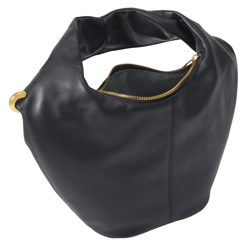 Furla Ring S Leather Hobo Shoulder Bag Black