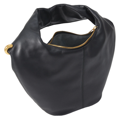 Furla Ring S Leather Hobo Shoulder Bag Black