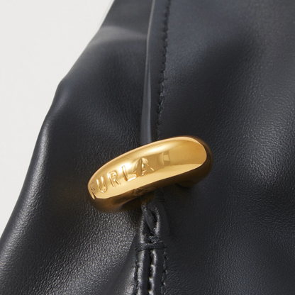 Furla Ring S Leather Hobo Shoulder Bag Black