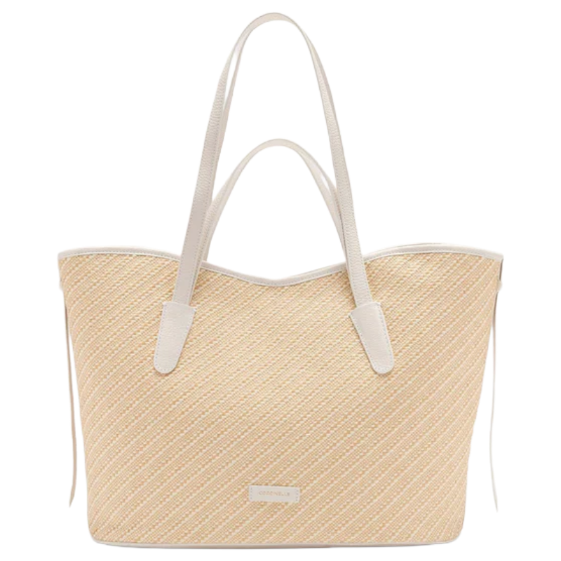 Coccinelle New Never Women's Straw Handbag White/Beige 